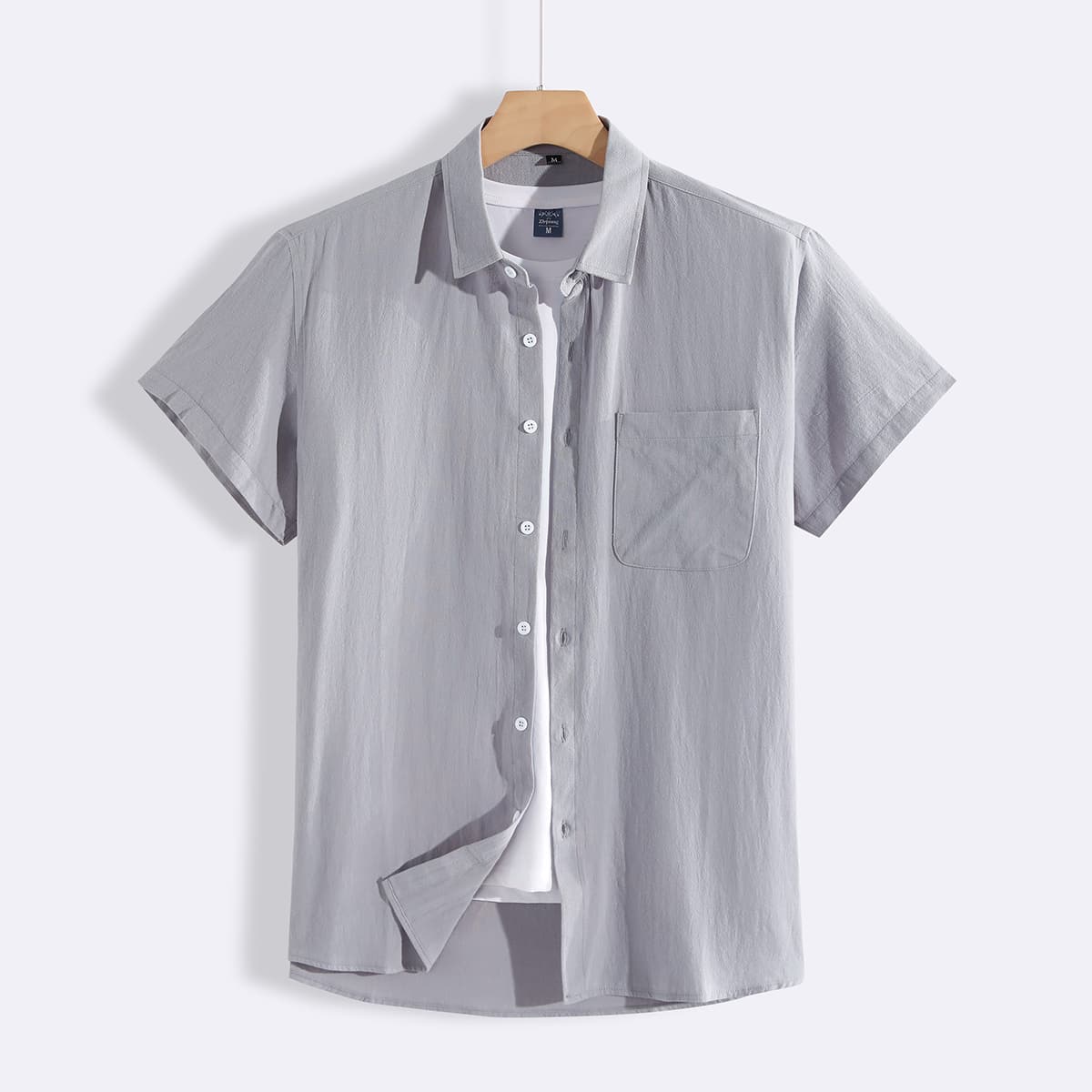 

Guys 1pc Pocket Patched Button Up Shirt, Grey