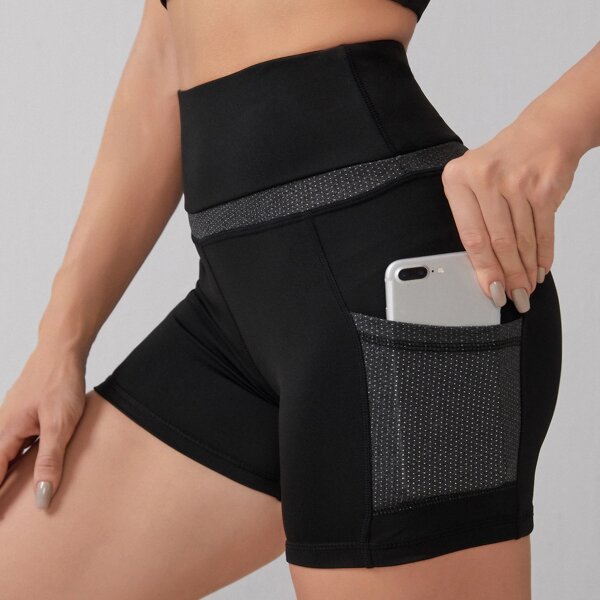 

Super Elastic Phone-pocket Sports Shorts, Black