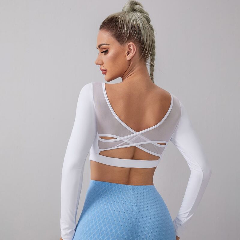 

Crisscross Mesh Insert Sports Tee, White