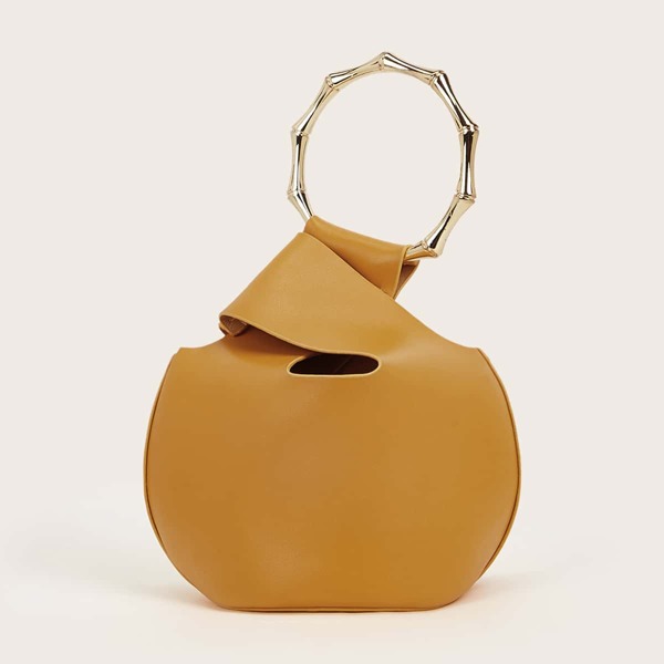 

Minimalist Ring Handle Satchel Bag, Yellow