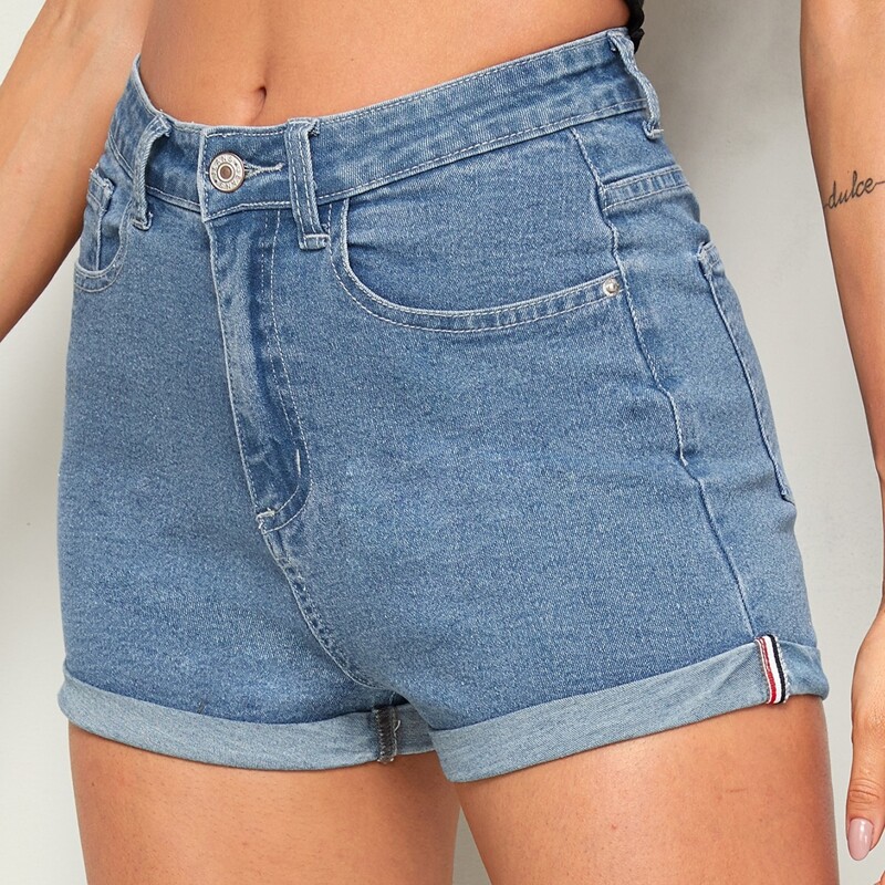

Roll Up Hem Denim Shorts, Medium wash