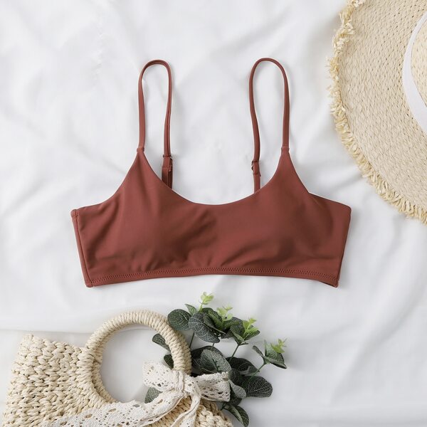 

Solid Cami Bikini Top, Rust brown