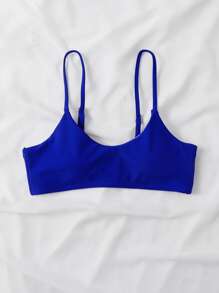 素色吊帶比基尼泳裝上衣