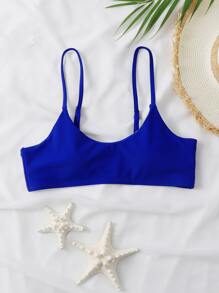 素色吊帶比基尼泳裝上衣