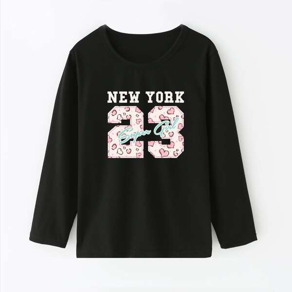 

Girls Heart Number And Letter Graphic Tee, Black