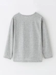 SHEIN Young Girl Heart And Letter Graphic Tee - Grey - View 2