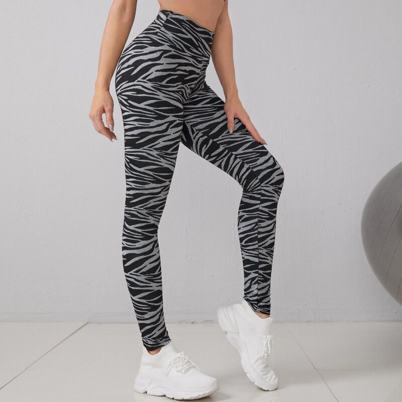 

Allover Print Softness Sports Leggings, Black