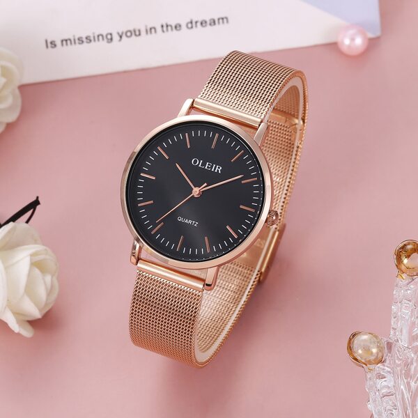 

Mesh Strap Round Pointer Quartz Watch