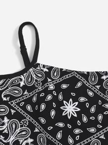 SHEIN Tween Girl Paisley印花頭巾cami背心