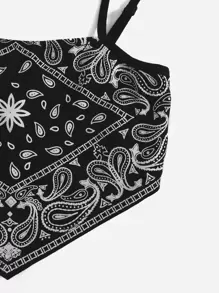 SHEIN Tween Girl Paisley印花頭巾cami背心