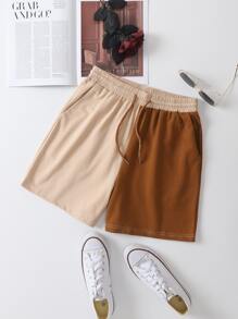 Cordão Bolso Bloco de cores ocasional Calções - Multicolorido - Visão 1