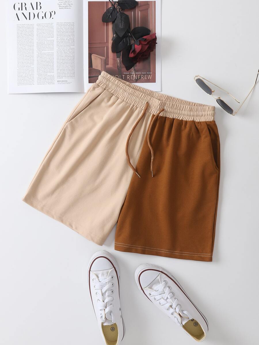 Cordão Bolso Bloco de cores ocasional Calções - Multicolorido - Visão 1