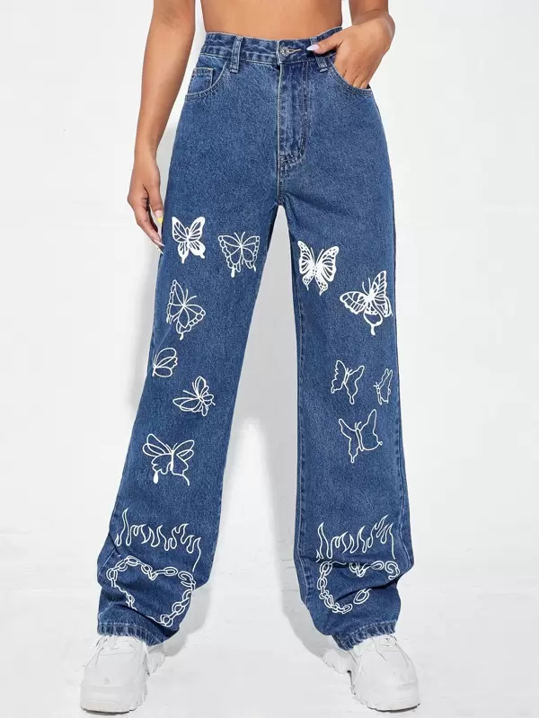 jeans mit schmetterling print