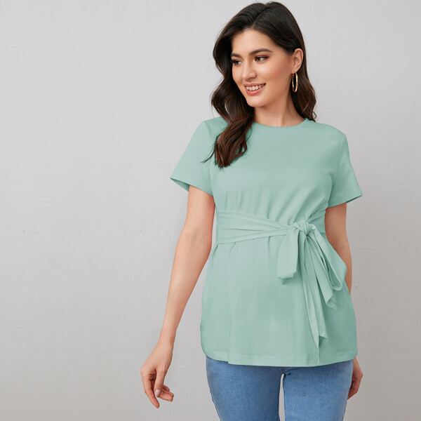 

Maternity Tie Front Tee, Mint green