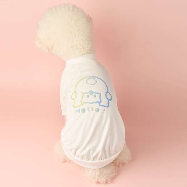 

Cartoon Graphic Pet Tee, White