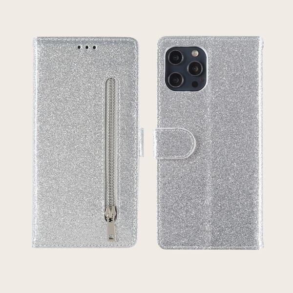 

Glitter Wallet Design Phone Case, Silver