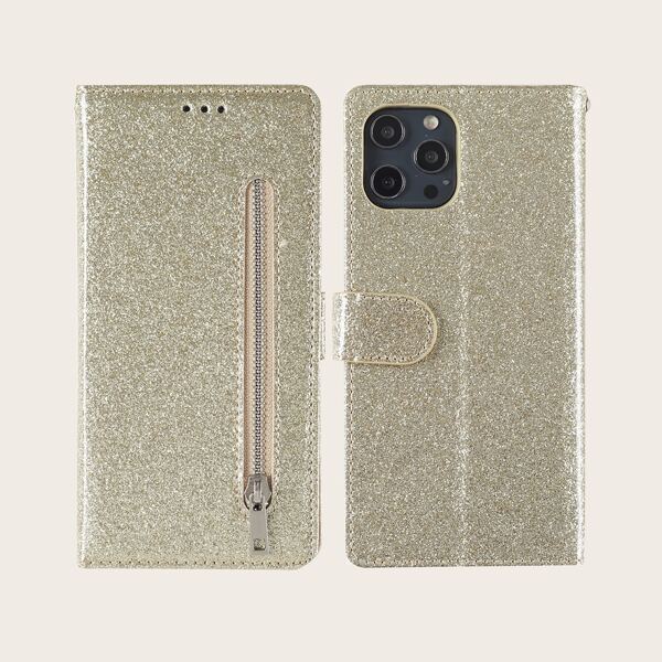 

Glitter Wallet Design Phone Case, Gold