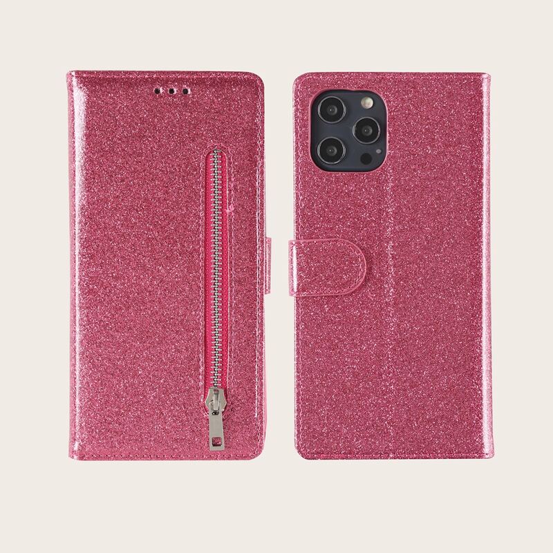 

Glitter Wallet Design Phone Case, Hot pink