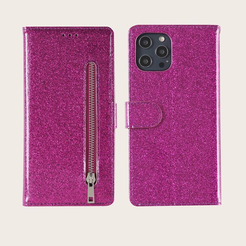 

Glitter Wallet Design Phone Case, Purple
