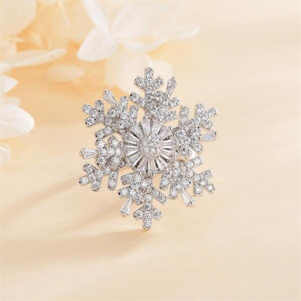 

Rotatable Rhinestone Decor Cuff Ring, Silver