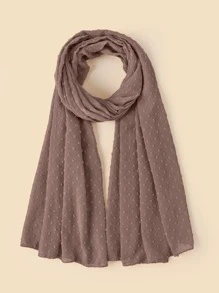1入組女士柔軟提花雪紡圍巾，阿拉伯休閒頭巾，適合日常佩戴，素色，適合旅行 - 棕色 - 查看 1