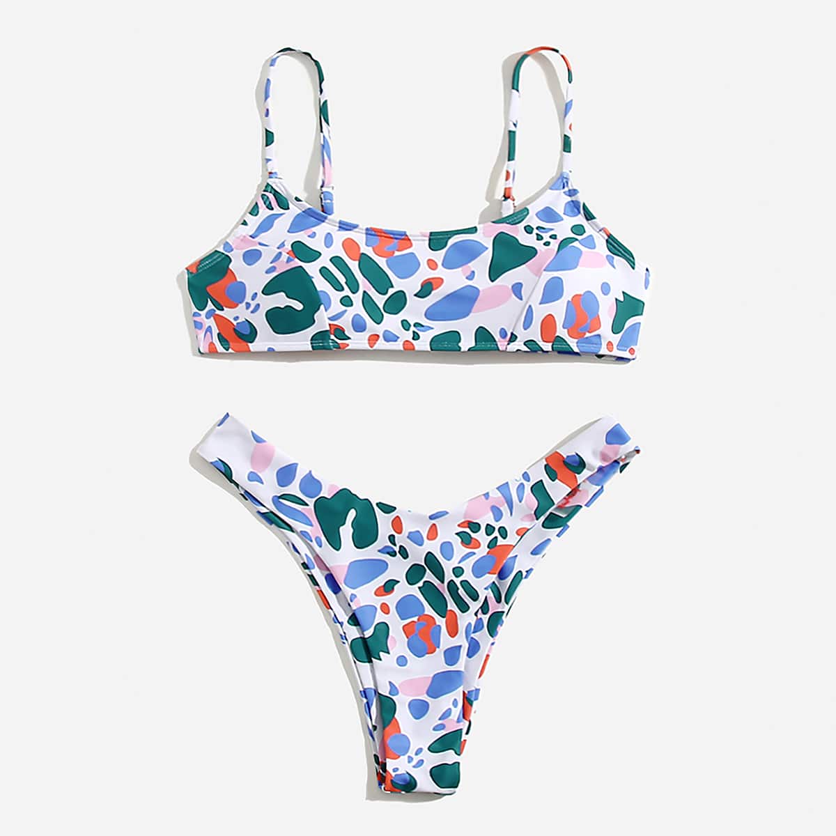 

Graphic High Cut Bikini Swimsuit, Multicolor