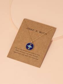 圓形裝飾吊墜項鍊 - 彩色 - 查看 1