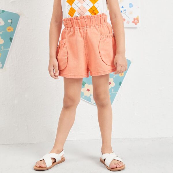 

Toddler Girls Solid Pocket Side Denim Shorts, Orange