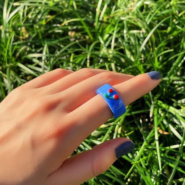 

Cherry Detail Ring, Blue