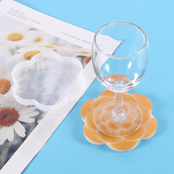 

1pc DIY Flower Coaster Epoxy Mold, White