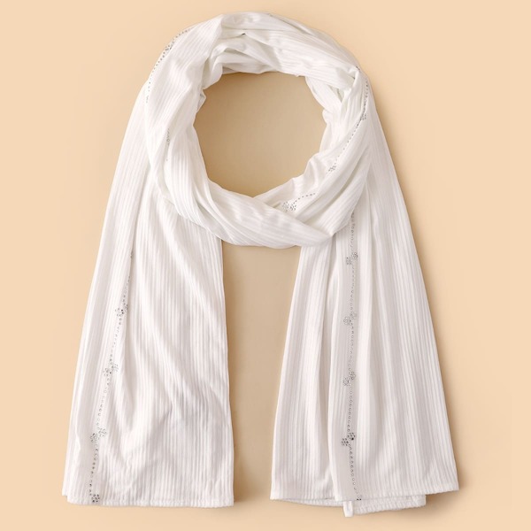 

Rhinestone Decor Scarf, White