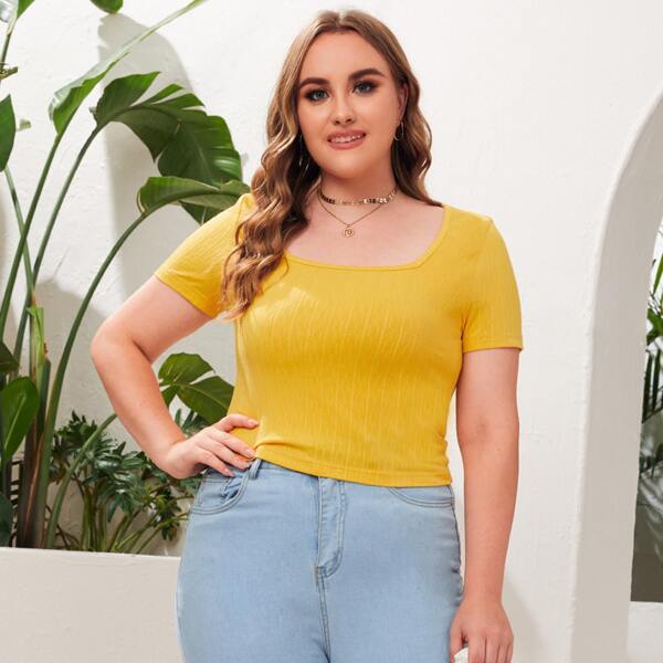 

Plus Rib-knit Tee, Yellow