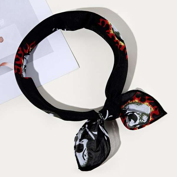 

Skull & Flame Print Bandana, Multicolor