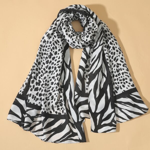 

Leopard & Zebra Stripe Pattern Scarf, Multicolor