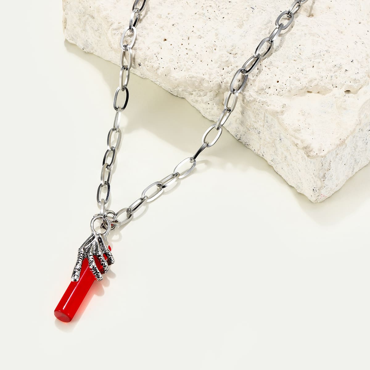

Guys Hand Decor Pendant Necklace, Red