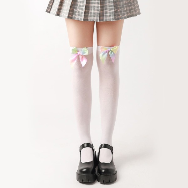 

Bow Decor Over The Knee Socks, White