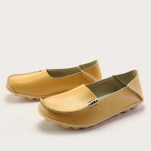 

Minimalist Leather Flat Loafers, Yellow