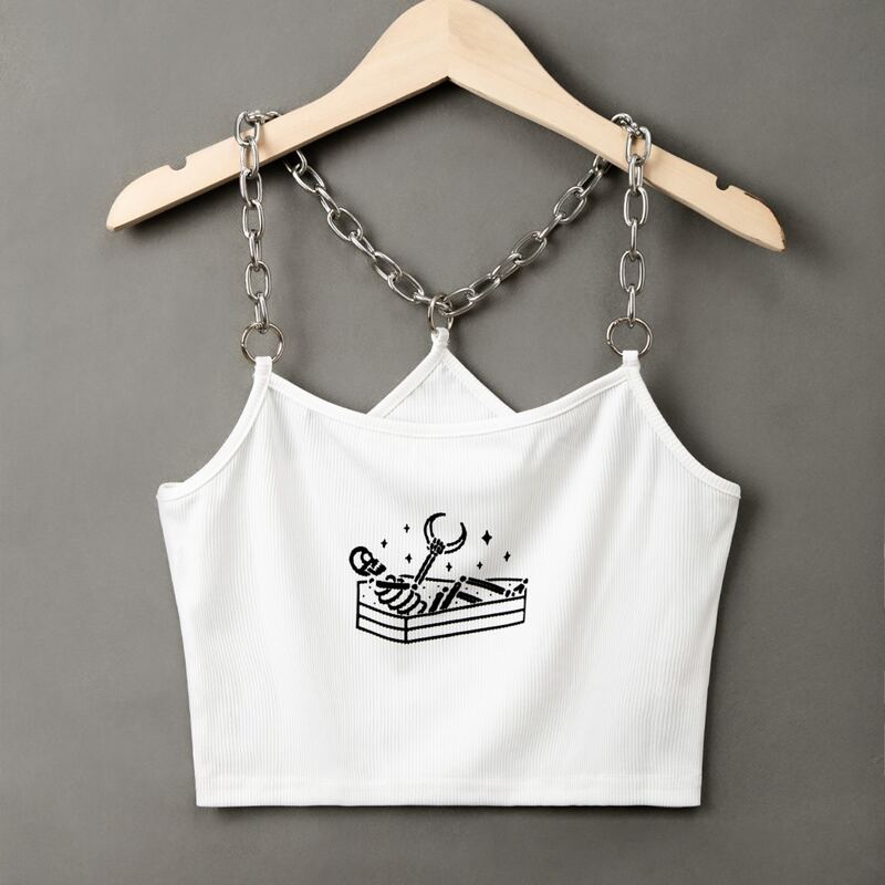 

Skull Graphic Chain Cami, White