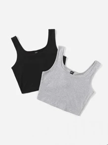 Muchica 2 Packs Rib-Knit Tank Top - Multicolor - View 3