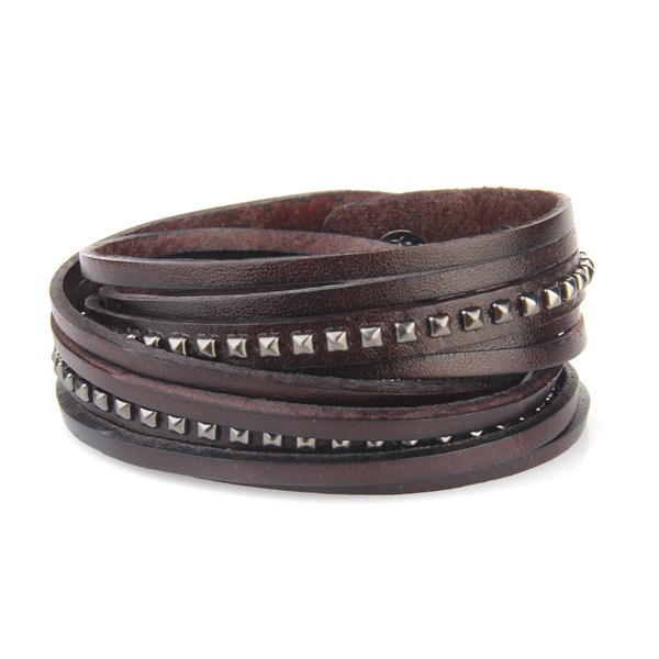 

Men Studded Layered Bracelet, Brown