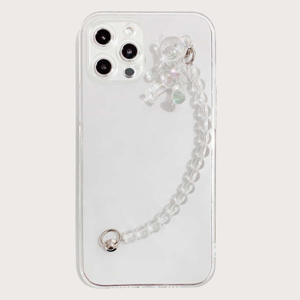 

Clear Phone Case With Bear Decor Hand Strap
