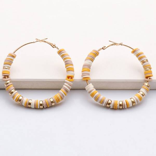 

Bead Decor Hoop Earrings, Multicolor