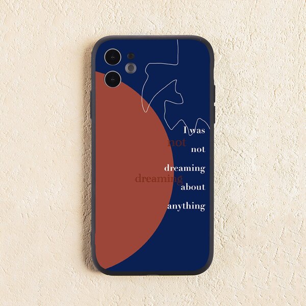 

Letter Graphic Color Block Phone Case, Multicolor