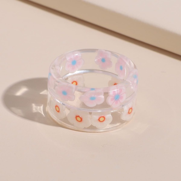

2pcs Flower Decor Ring, Multicolor