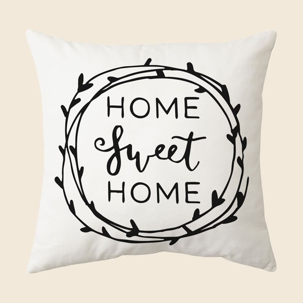 

Letter Graphic Cushion Cover Without Filler, Black and white