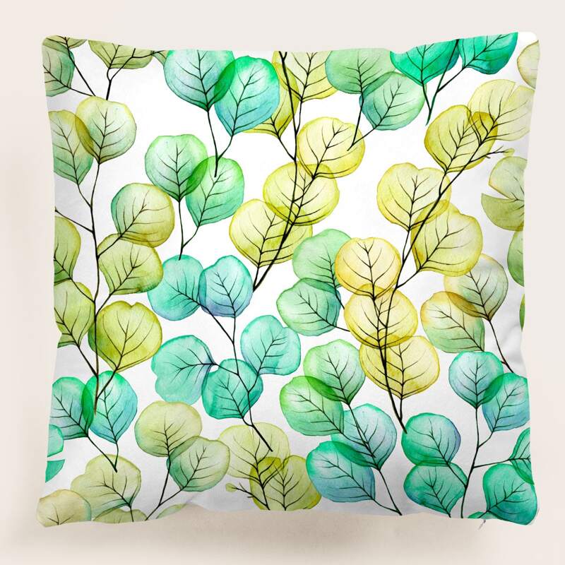 

Leaf Print Cushion Cover Without Filler, Multicolor