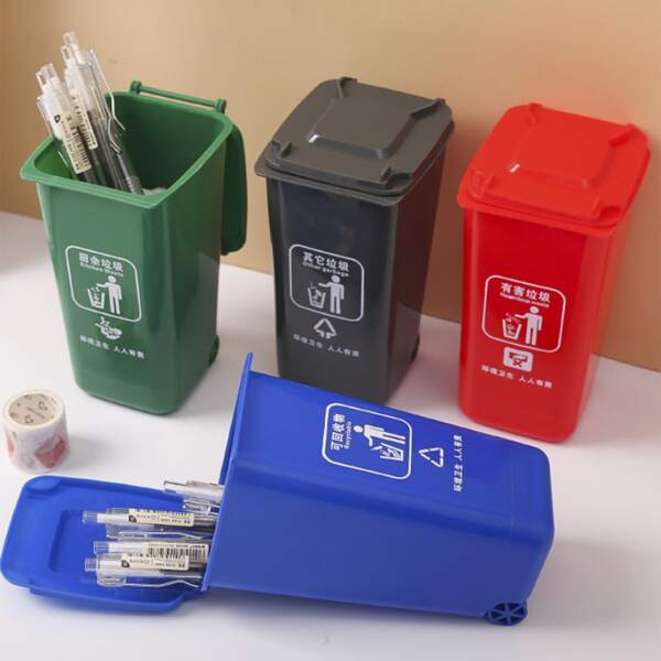

1pc Trash Can Design Random Pen Holder, Multicolor