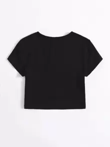 SHEIN EZwear 中國龍圖案T恤 - 黑色 - 查看 2
