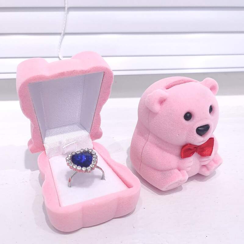 

1pc Bear Design Ring Box, Pink
