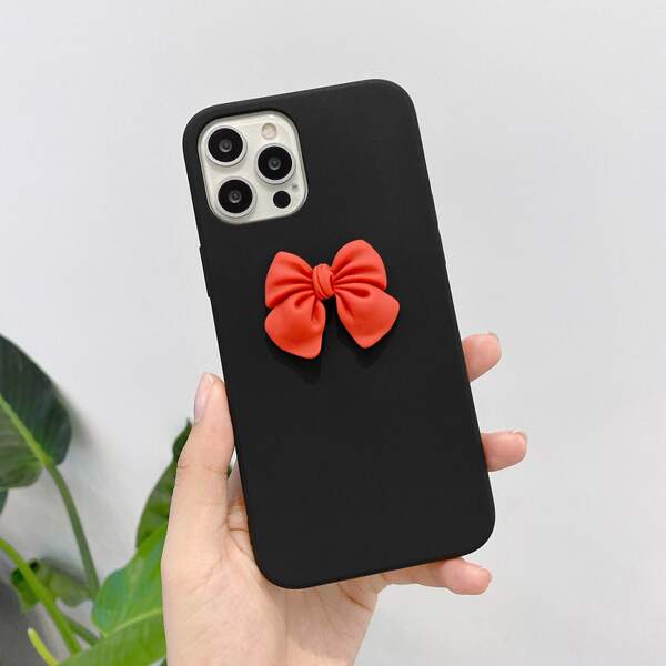 

3D Bowknot Decor Phone Case, Black